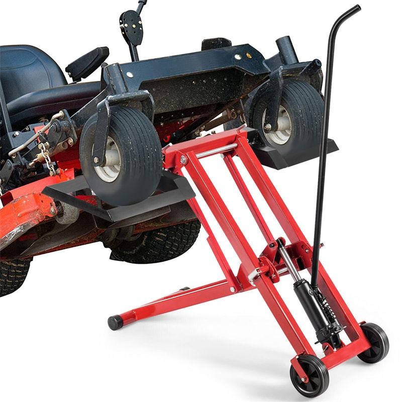500LBS Lawn Mower Lift, Zero Turn Mower Lift with Hydraulic Jack, Adjustable Lifting Height, Heavy Duty Mower Maintenance Lift for Riding Tractors