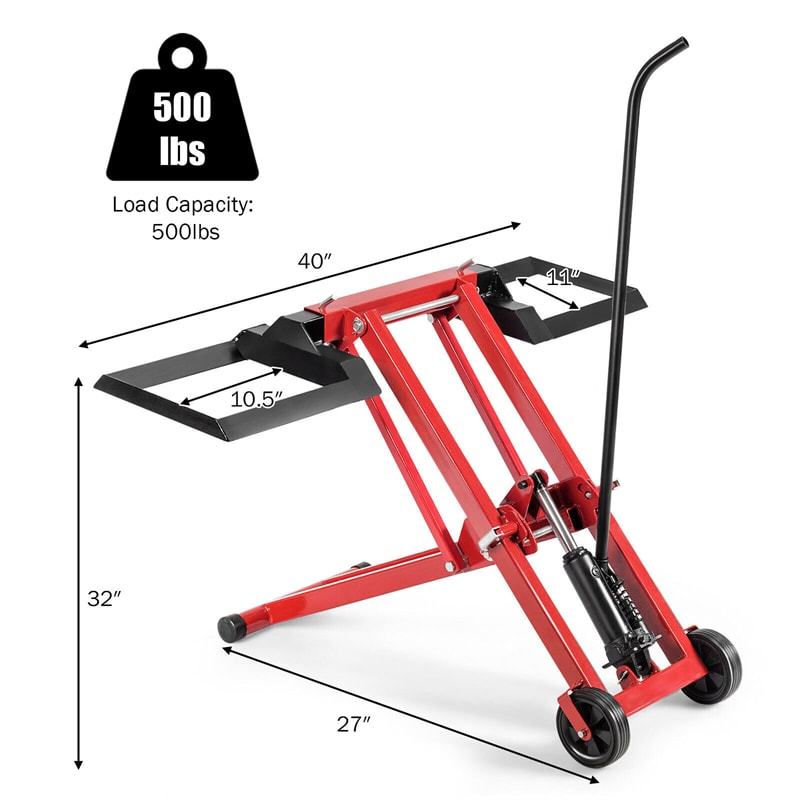 500LBS Lawn Mower Lift, Zero Turn Mower Lift with Hydraulic Jack, Adjustable Lifting Height, Heavy Duty Mower Maintenance Lift for Riding Tractors