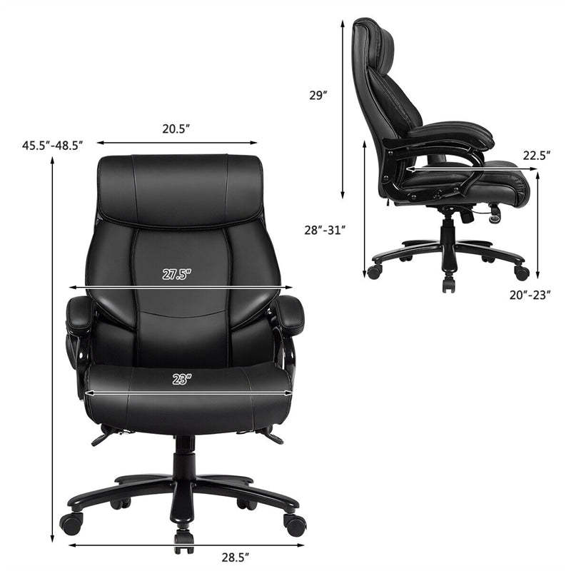 500lbs Big & Tall Office Chair, Ergonomic High Back Leather Massage Executive Chair with Remote, Padded Armrests, Height Adjustable for Heavy People