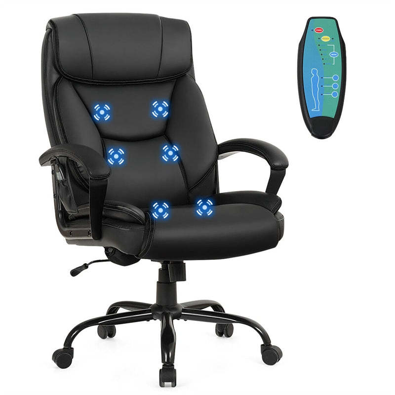 500lbs Big And Tall Office Chair, High Back Leather Massage Executive Chair with Remote Control, Height Adjustable Wide Seat Computer Desk Chair