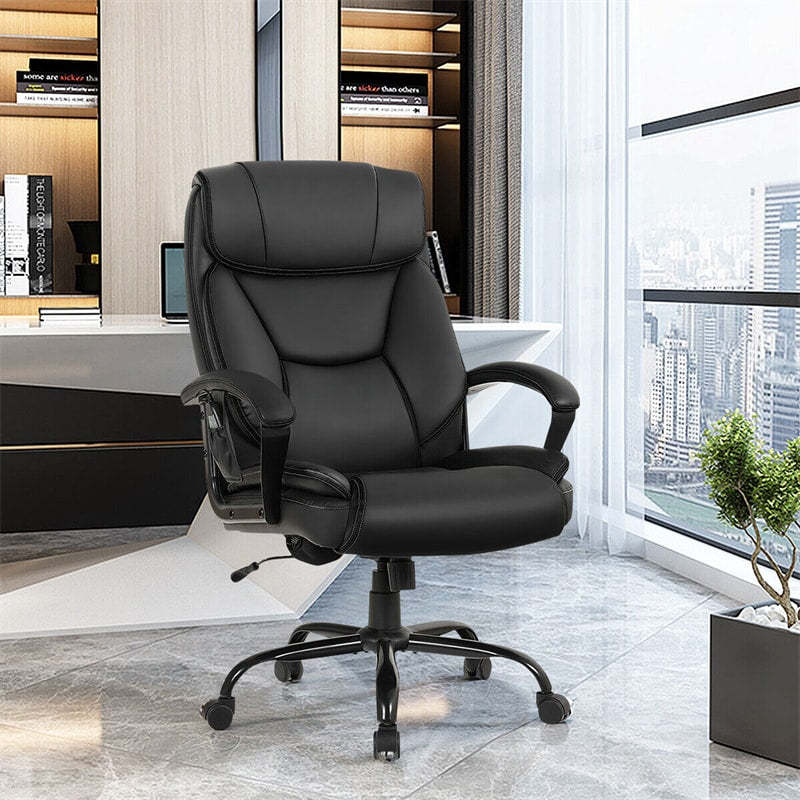 500lbs Big And Tall Office Chair, High Back Leather Massage Executive Chair with Remote Control, Height Adjustable Wide Seat Computer Desk Chair