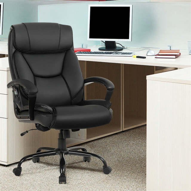 500lbs Big And Tall Office Chair, High Back Leather Massage Executive Chair with Remote Control, Height Adjustable Wide Seat Computer Desk Chair