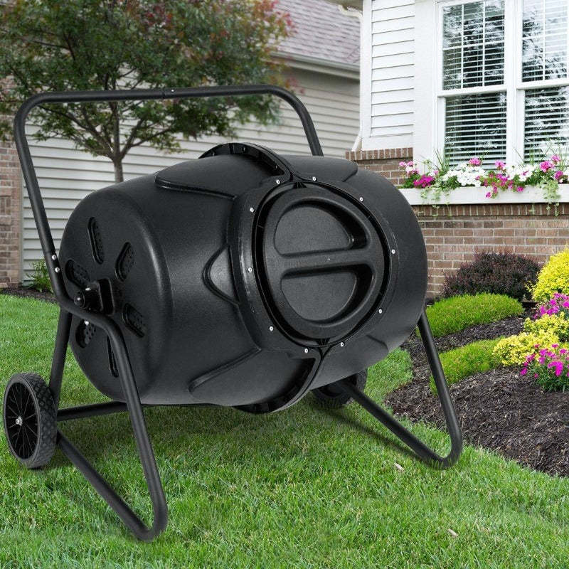 45 Gallon Outdoor Compost Tumbler Garden Waste Bin with Wheels