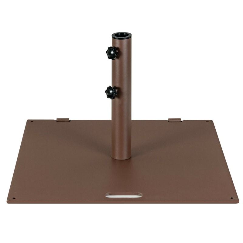 50LBS Steel Patio Umbrella Base, 24" Square Heavy Duty Umbrella Stand with 2 Wheels & Adjustable Knobs for Deck, Poolside & Garden