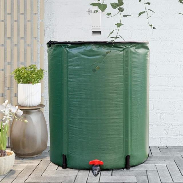 53 Gallon Collapsible Rain Barrel Portable Rainwater Storage Tank Fold Rainwater Collection Bucket with Spigot Water Storage Container
