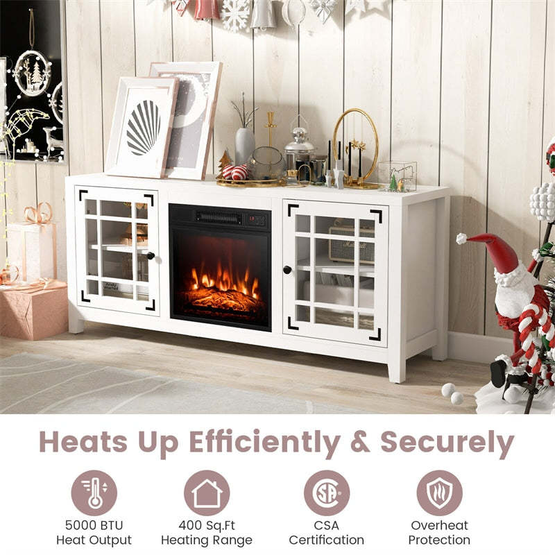 58" Electric Fireplace TV Stand for TVs up to 65", Entertainment Center with 1400W Fireplace, Remote Control, Thermostat & Adjustable Shelves
