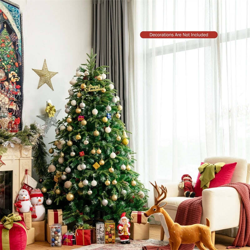 5FT Pre-Lit Artificial Christmas Tree with 250 Multicolor LED Lights, 11 Flash Modes, 581 PVC Tips Hinged Snowy Pine Xmas Tree for Holiday Decor