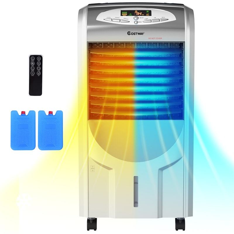 5 In 1 Portable Evaporative Air Cooler Fan & Heater Humidifier Function with Washable Filter & Remote Control