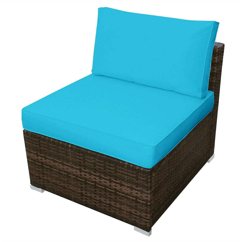 5-Piece Outdoor Rattan Chaise Lounge Set with Ottomans, Coffee Table & Washable Cushions, Patio Sectional Sofa Set for Backyard, Poolside