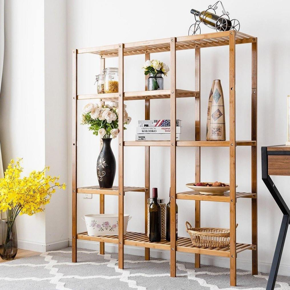 5 Tier Bamboo Plant Stand Multifunctional Shelf Storage Organizer Rack Plant Stand Display Holder