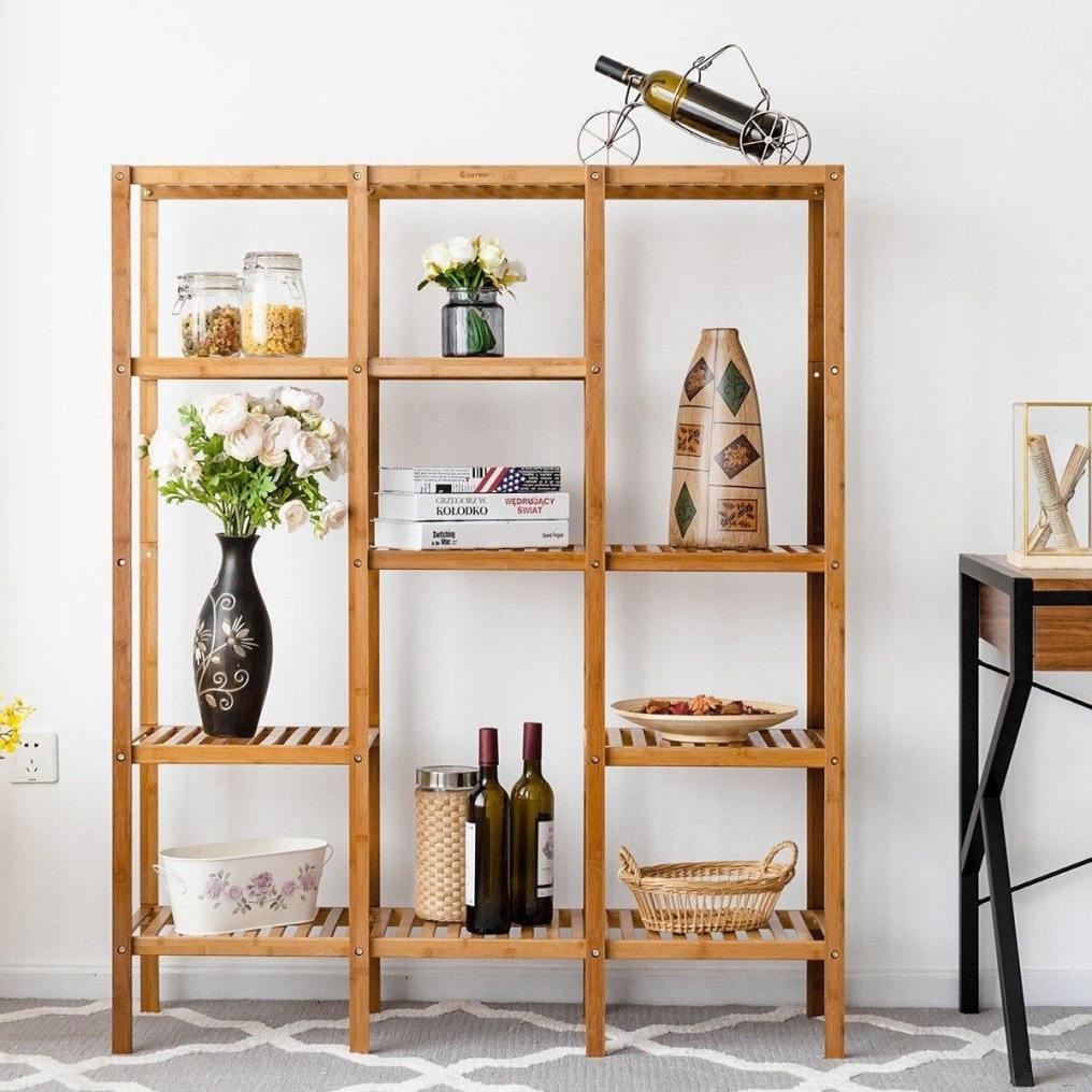 5 Tier Bamboo Plant Stand Multifunctional Shelf Storage Organizer Rack Plant Stand Display Holder