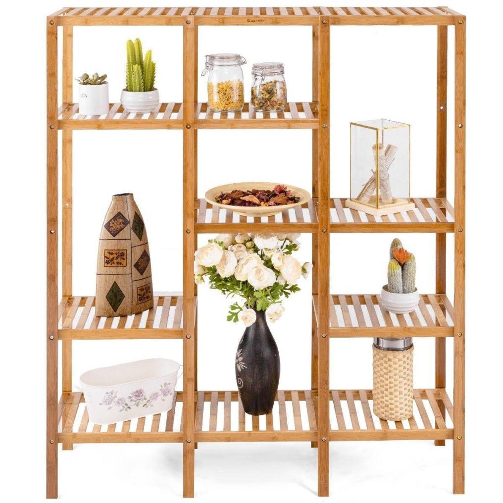 5 Tier Bamboo Plant Stand Multifunctional Shelf Storage Organizer Rack Plant Stand Display Holder