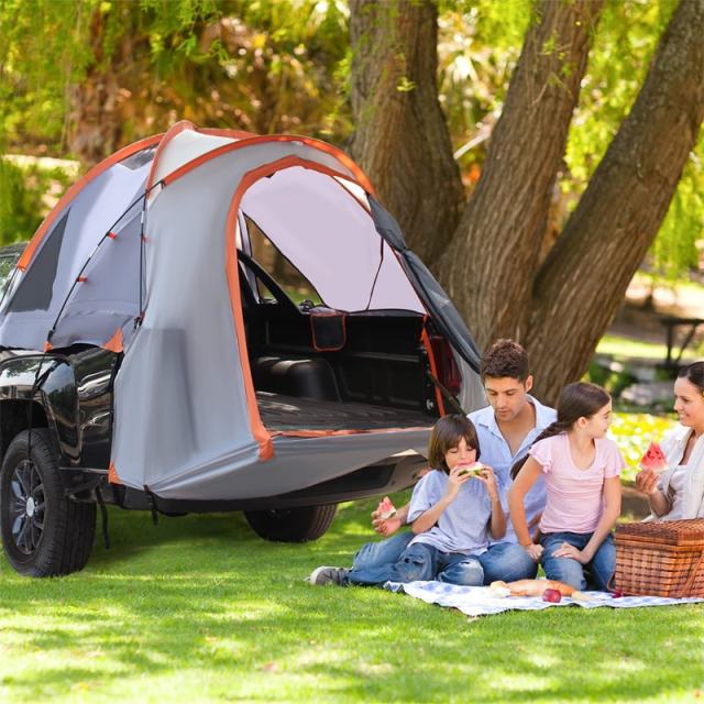 Waterproof Truck Bed Tent with Removable Rainfly, Mesh Windows & Carrying Bag, 2-Person Portable Pickup Tent for Camping, Travel, Hiking