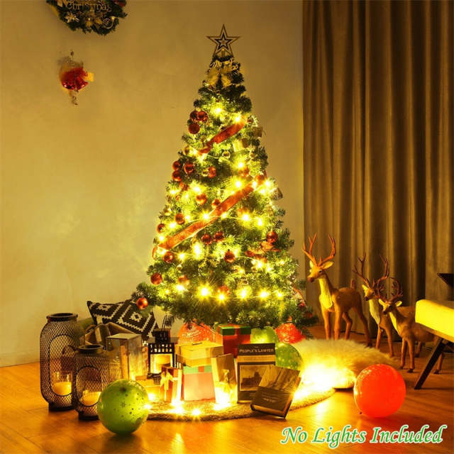 6ft Green Artificial Christmas Tree Xmas Tree with Solid Metal Stand for Indoor Outdoor Holiday Decoration