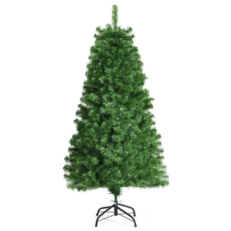 5FT Pre-Lit Fiber Optic Christmas Tree, Artificial Spruce Xmas Tree with 449 PVC Branch Tips & Metal Stand for Indoor Holiday Decor
