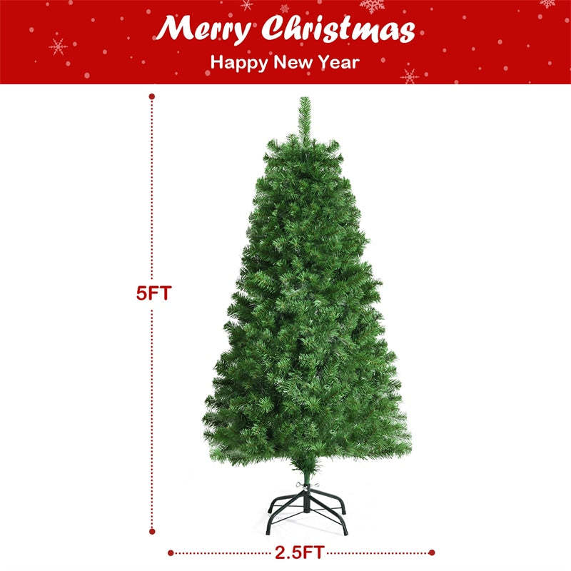 5FT Pre-Lit Fiber Optic Christmas Tree, Artificial Spruce Xmas Tree with 449 PVC Branch Tips & Metal Stand for Indoor Holiday Decor