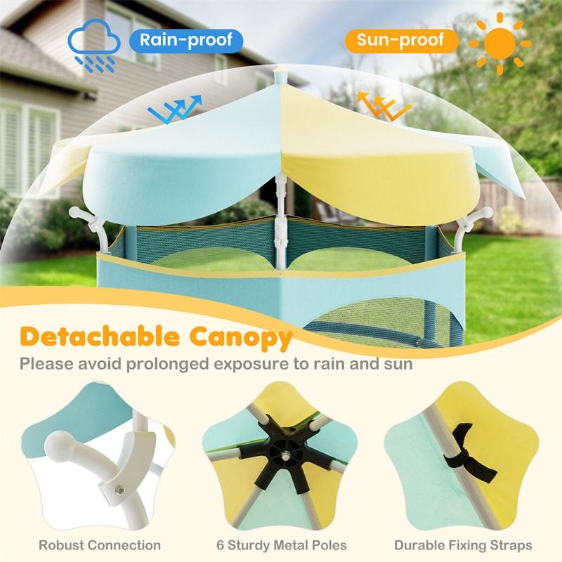 64" Mini Kids Trampoline, ASTM Approved Toddler Trampoline with Detachable Canopy, Safety Enclosure Net & Handrail for Indoor Outdoor Use