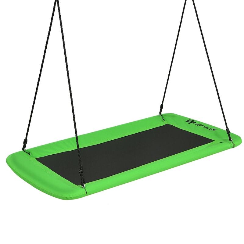 Giant 60" Platform Tree Swing with 2 Hanging Straps for Kids & Adults, Steel Frame Rectangle Saucer Swing for Indoor Outdoor Backyard