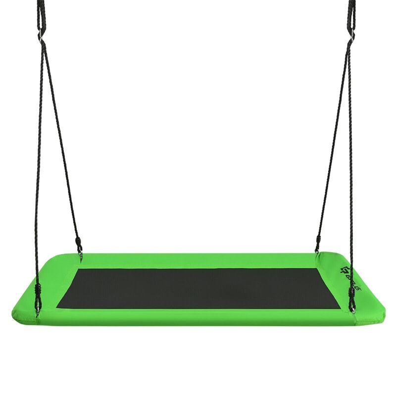 Giant 60" Platform Tree Swing with 2 Hanging Straps for Kids & Adults, Steel Frame Rectangle Saucer Swing for Indoor Outdoor Backyard