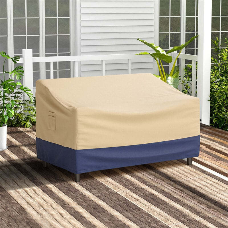60" x 43" Patio Loveseat Cover Waterproof 2-Seater Outdoor Deep Sofa Cover with Padded Handle Air Vent & Click-Close Straps