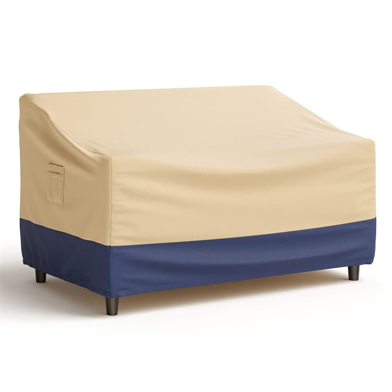 60" x 43" Patio Loveseat Cover Waterproof 2-Seater Outdoor Deep Sofa Cover with Padded Handle Air Vent & Click-Close Straps