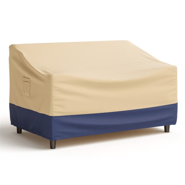60" x 43" Patio Loveseat Cover Waterproof 2-Seater Outdoor Deep Sofa Cover with Padded Handle Air Vent & Click-Close Straps