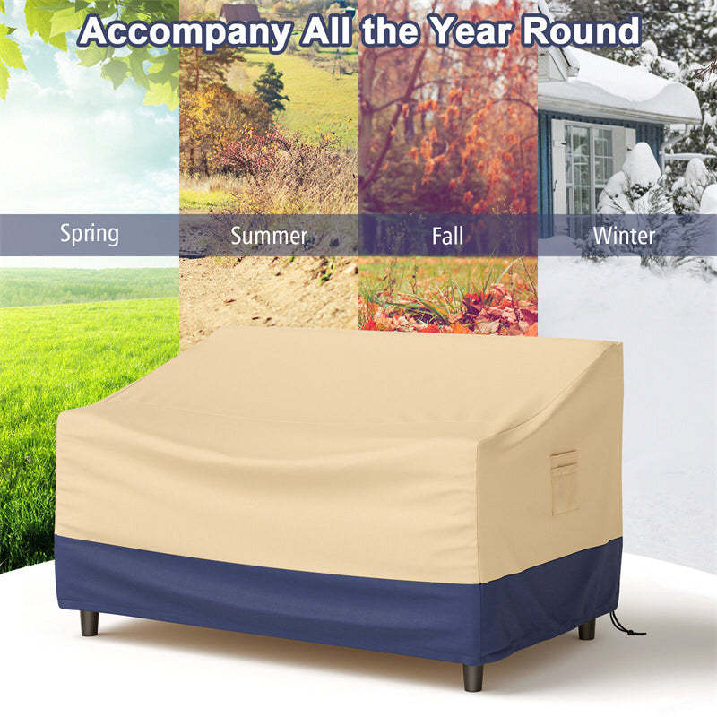 60" x 43" Patio Loveseat Cover Waterproof 2-Seater Outdoor Deep Sofa Cover with Padded Handle Air Vent & Click-Close Straps