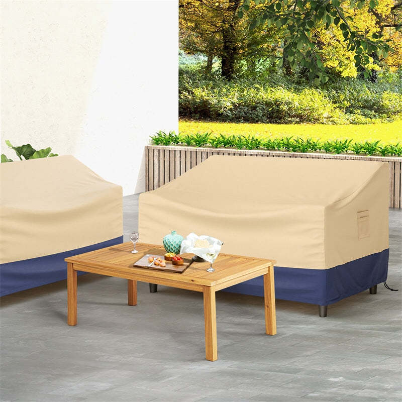60" x 43" Patio Loveseat Cover Waterproof 2-Seater Outdoor Deep Sofa Cover with Padded Handle Air Vent & Click-Close Straps