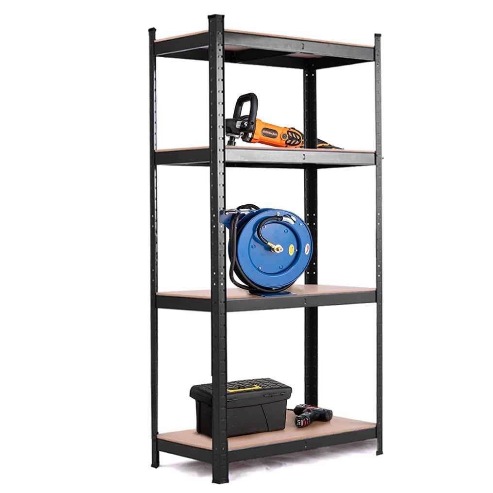 63" Heavy Duty Steel Garage Shelving Unit 4-Tier Adjustable Tool Storage Shelves Boltless Shelving Organizer Rack for Home Office Warehouse