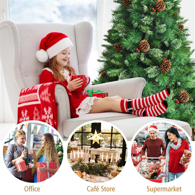 6FT Unlit PVC Artificial Christmas Tree Hinged Pine Tree with Metal Stand