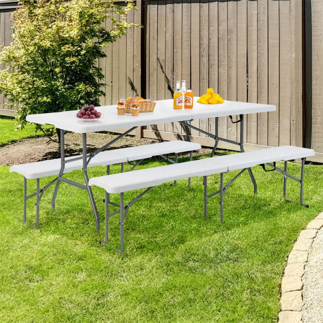 6 Feet Portable Outdoor Folding Picnic Bench Seat with 550lbs Capacity & Carrying Handle