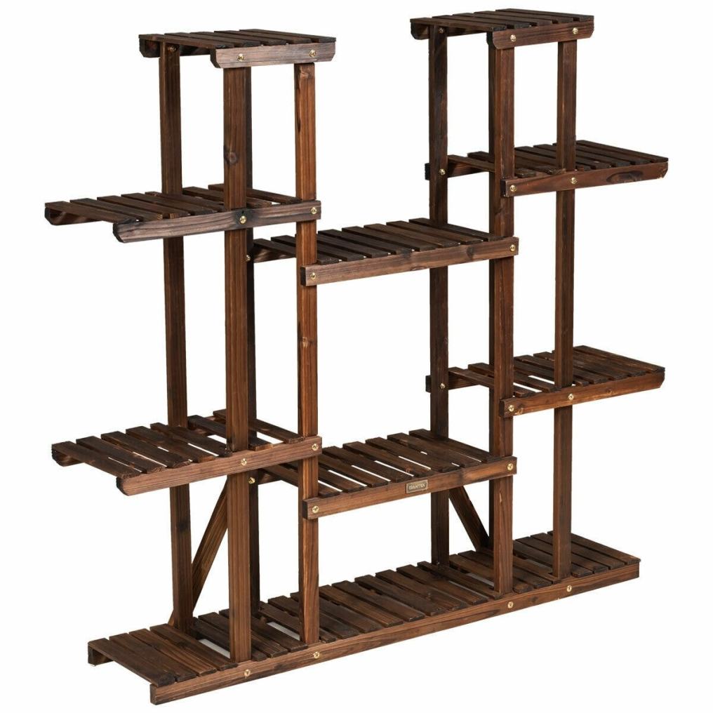 6 Tier Outdoor Wooden Plant Stand Flower Pot Holder Display Shelf