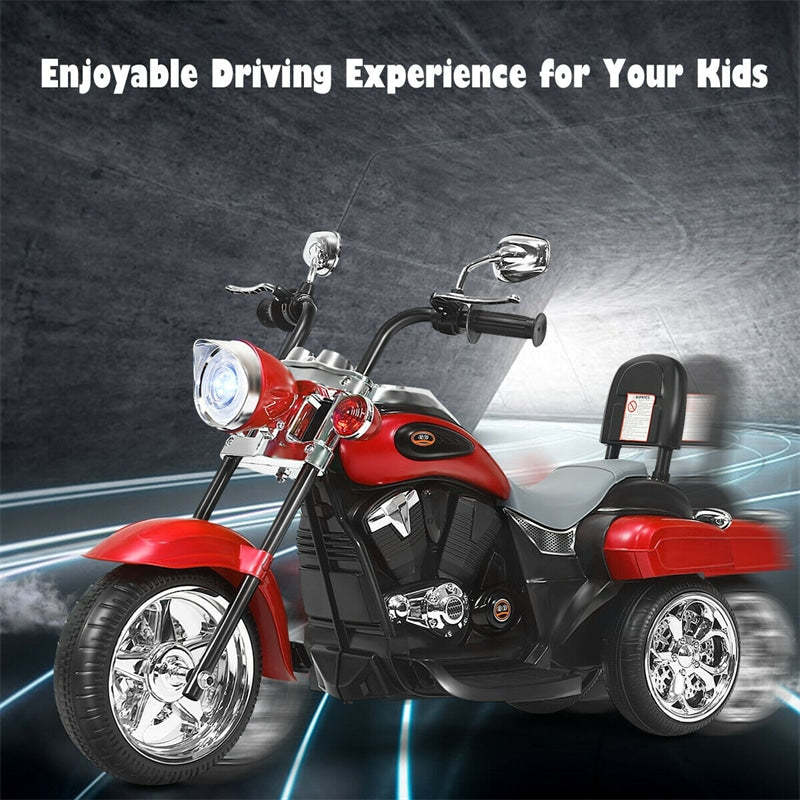 Kids Ride-On Motorcycle, 3-Wheel 6V Battery Powered Chopper Motorcycle with Headlight & Horn, ASTM-Certified Electric Toy for Boys & Girls Gifts