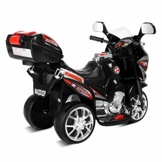 6V Kids Ride-On Motorcycle, Battery Powered 3-Wheel Motorcycle with LED Headlights, Music, Storage Trunk, Electric Motorcycle Toy for Boys/Girls