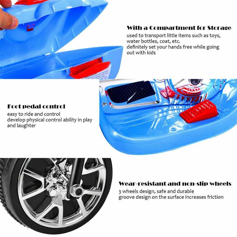 6V Kids Ride-On Motorcycle, Battery Powered 3-Wheel Motorcycle with LED Headlights, Music, Storage Trunk, Electric Motorcycle Toy for Boys/Girls