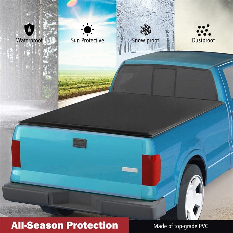 6.4FT Soft Roll-up Tonneau Cover, Weatherproof Truck Bed Cover for 02-18 Dodge Ram 1500, 19-23 Ram 1500 Classic Only, 03-23 Dodge Ram 2500/3500