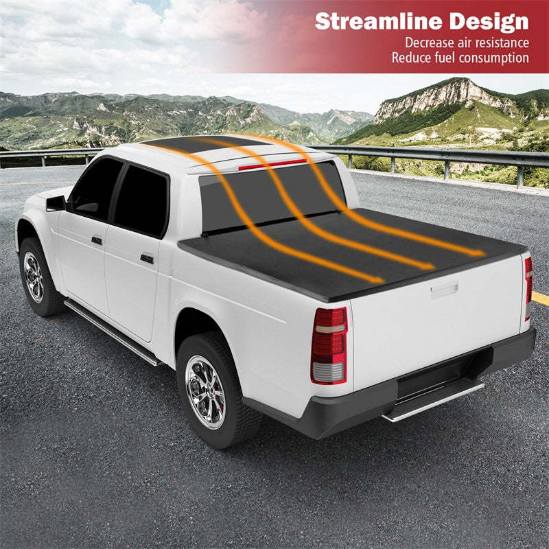 6.5FT Soft Quad-Fold Tonneau Cover Weatherproof Truck Bed Cover for 15-23 Ford F150 Standard Short Bed