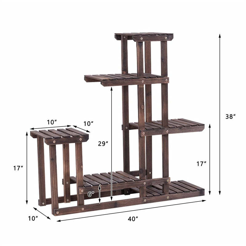 6 Tier Wood Plant Stand Flower Pot Holder Bonsai Display Stand Multiple Tier Organizer Storage Shelf for Home Patio Balcony Garden