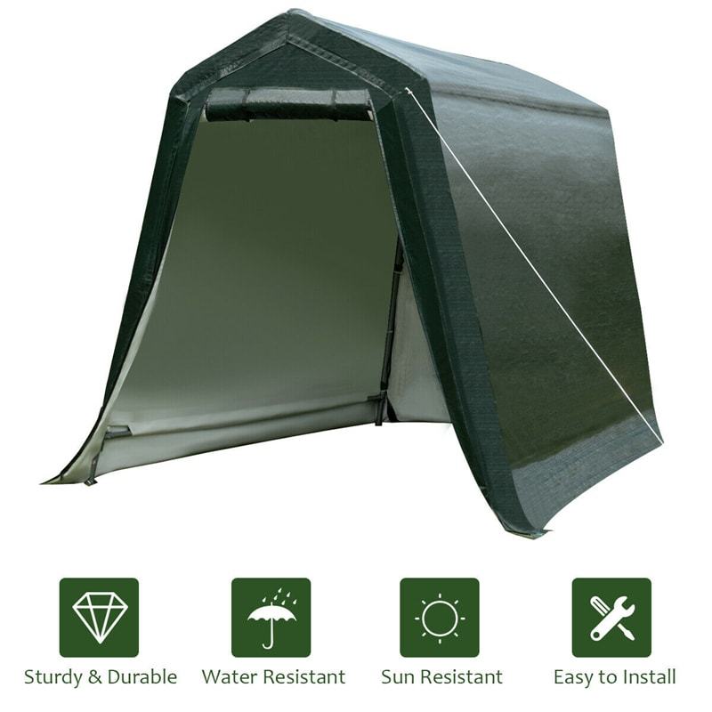 6x8FT Heavy Duty Enclosed Carport, Outdoor Storage Tent with Sidewalls & Waterproof Ripstop Cover, Portable Garage Shelter Shed for Motorcycle, Cars