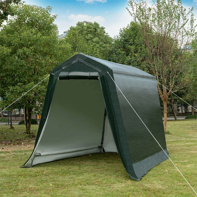 6x8FT Heavy Duty Enclosed Carport, Outdoor Storage Tent with Sidewalls & Waterproof Ripstop Cover, Portable Garage Shelter Shed for Motorcycle, Cars