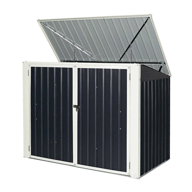 6 x 3FT Horizontal Storage Shed Multifunctional Storage Cabinet Metal Garbage Can Enclosure for Garden Yard