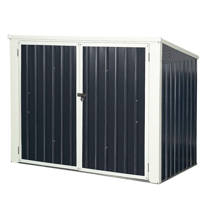 6 x 3FT Horizontal Storage Shed Multifunctional Storage Cabinet Metal Garbage Can Enclosure for Garden Yard