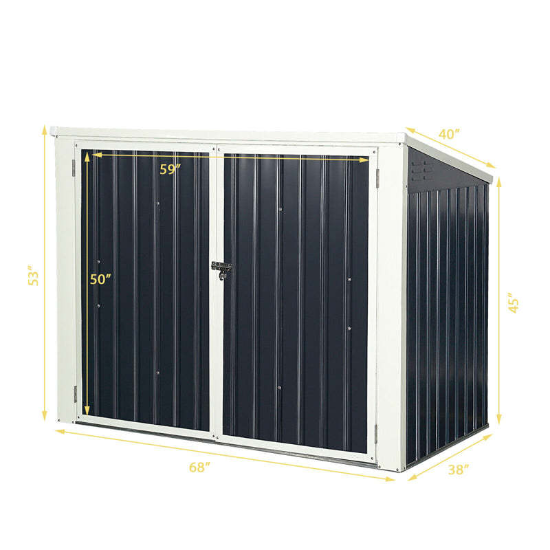 6 x 3FT Horizontal Storage Shed Multifunctional Storage Cabinet Metal Garbage Can Enclosure for Garden Yard