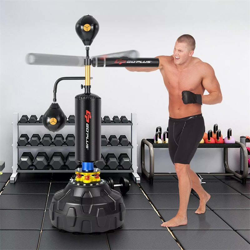 Boxing Speed Trainer, Freestanding Punching Bag with 360° Spinning Bar, Reflex Speed Balls, Fillable Base, Adjustable Boxing Training Equipment Adults