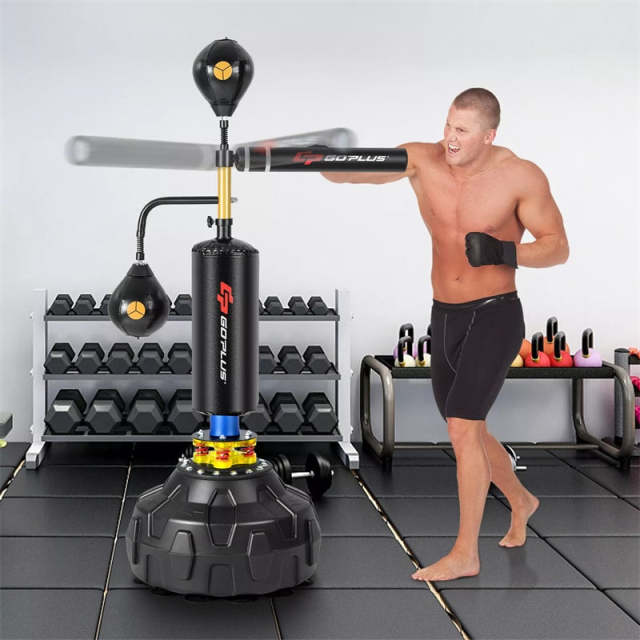Boxing Speed Trainer, Freestanding Punching Bag with 360° Spinning Bar, Reflex Speed Balls, Fillable Base, Adjustable Boxing Training Equipment Adults