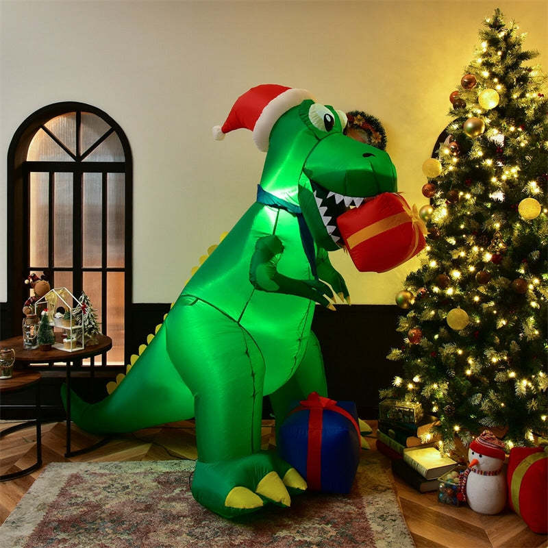 6ft Christmas Inflatable Dinosaur with Waterproof LED Lights & Built-in Powerful Blower for Indoor Outdoor Decoration