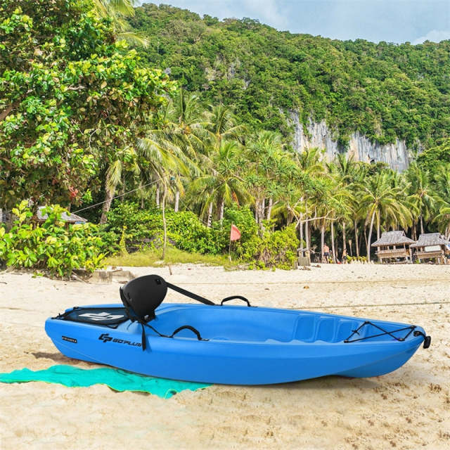 6ft Sit-On-Top Youth Kayak, Kids Kayak Recreational Rowing Fishing Boat with Paddle and Folding Backrest