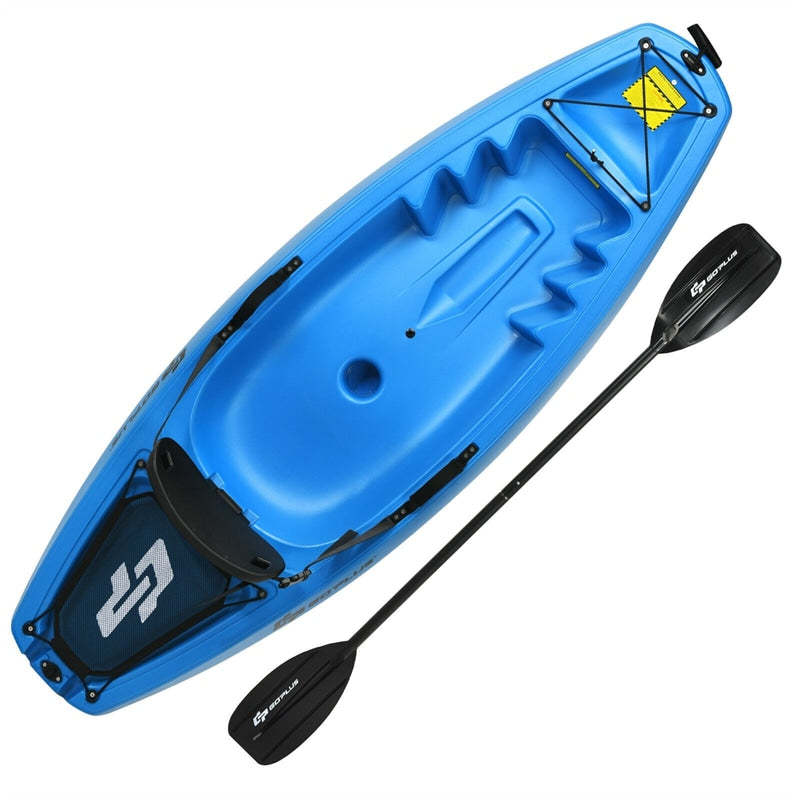 6ft Sit-On-Top Youth Kayak, Kids Kayak Recreational Rowing Fishing Boat with Paddle and Folding Backrest