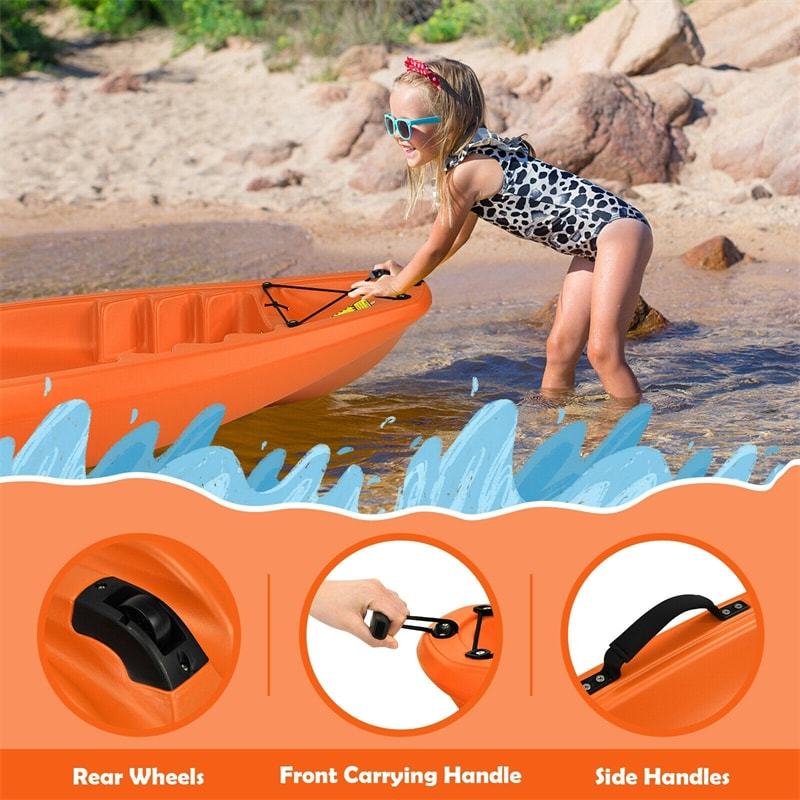 6ft Sit-On-Top Youth Kayak, Kids Kayak Recreational Rowing Fishing Boat with Paddle and Folding Backrest