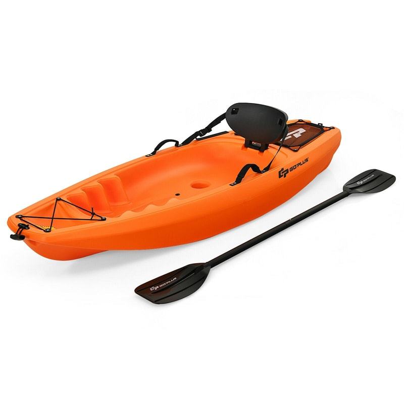 6ft Sit-On-Top Youth Kayak, Kids Kayak Recreational Rowing Fishing Boat with Paddle and Folding Backrest